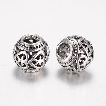 Alloy European Beads, Rondelle, Large Hole Beads, Hollow