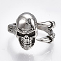 Alloy Cuff Finger Rings, Wide Band Rings, Skull