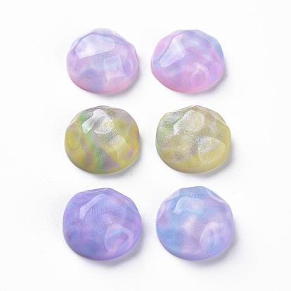 Transparent Resin Cabochons, Water Ripple Cabochons, with Glitter Powder, Half Round