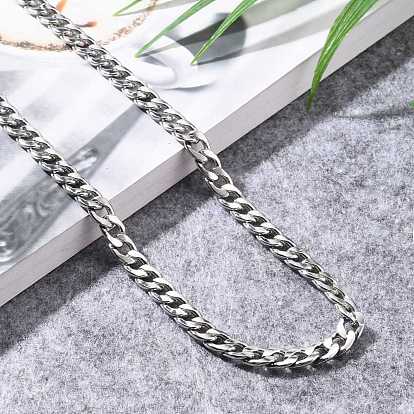 Men's Vacuum Plating 304 Stainless Steel Cuban Link Chain Necklaces, Chunky Chain Necklaces, with Lobster Claw Clasps