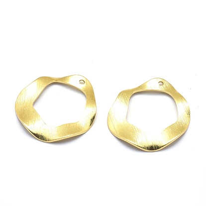 Brass Pendants, Lead Free & Cadmium Free & Nickel Free, Ring, Bumpy, Real 18K Gold Plated