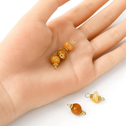 Natural Topaz Jade Connector Charms, Nuggets Links with Golden Plated Alloy Daisy Spacer Beads