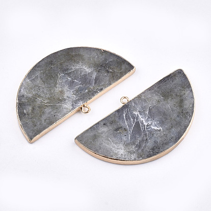 Électrolyse pierres précieuses naturelles gros pendentifs, avec les accessoires en fer, demi-cercle, or