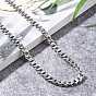 Men's Vacuum Plating 304 Stainless Steel Cuban Link Chain Necklaces, Chunky Chain Necklaces, with Lobster Claw Clasps