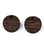 Natural Wenge Wood Pendants, Undyed, Flat Round Charms