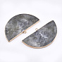 Electroplate Natural Gemstone Big Pendants, with Iron Findings, Semicircle, Golden