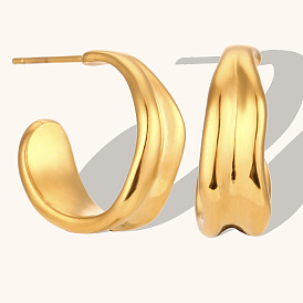 Irregular Wave Earrings and Studs in 18K Gold Plated Stainless Steel for Fashionable Look