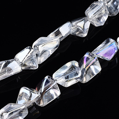 Transparent Electroplate Glass Beads Strands, Nuggets