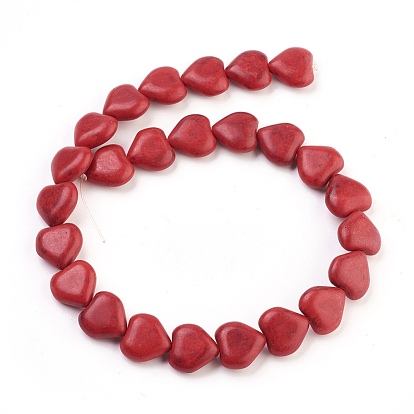 Synthetic Howlite Beads, Dyed, Heart, 17x18x9mm, Hole: 1mm, about 350pcs/kg