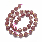 Perlas de cuarzo natural de fresa hebras, facetados, rondo