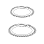 2 наборы 2 цвета пары браслетов наборы, вакуумное покрытие 304 кубинские браслеты-цепочки из нержавеющей стали, с карабин-лобстерами 