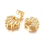 Brass Micro Pave Clear Cubic Zirconia Fold Over Clasps, Flower