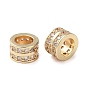 Rack Plating Brass with Cubic Zirconia European Beads, Long-Lasting Plated, Lead Free & Cadmium Free, Column