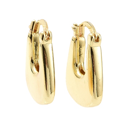 Brass Chunky Rectangle Hoop Earrings for Women, Cadmium Free & Lead Free