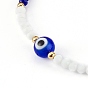 Verre à facettes perles bracelets extensibles, avec perles rondes au chalumeau et 304 perles en acier inoxydable, or