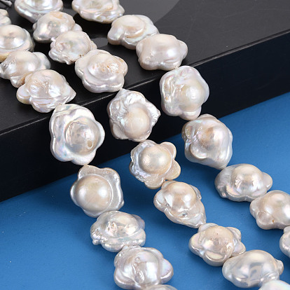 Perles de nacre naturelle brins Keshi, perle de culture d'eau douce, fleur