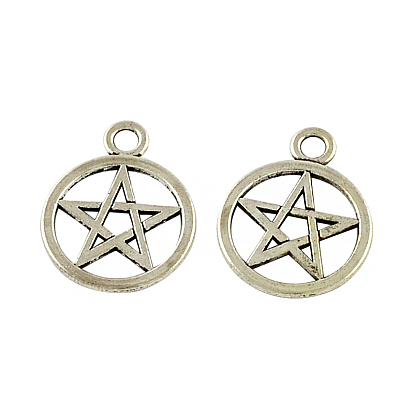 Tibetan Style Alloy Ring with Star Pendants, Cadmium Free & Lead Free, 25x20x1.5mm, Hole: 3mm, about 308pcs/500g