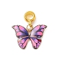 Butterfly Alloy Enamel European Dangle Charms, Large Hold Pendants, Golden