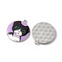 Printed Alloy Pendants, Platinum, Flat Round with Cat Charm