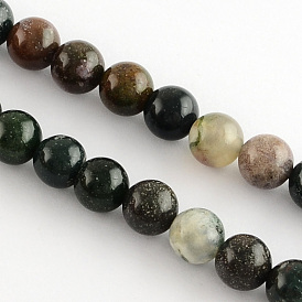 Natural Indian Agate Gemstone Bead Strands, Round