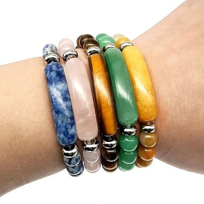 Natural & Synthetic Gemstone Bead Stretch Bracelets for Women Men
