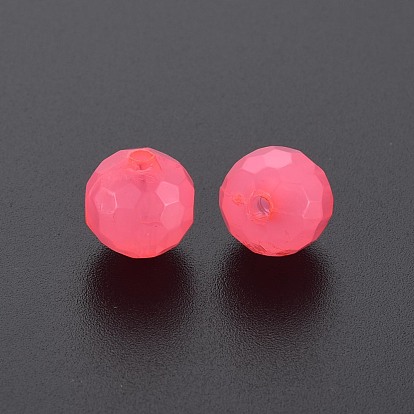 Imitation Jelly Acrylic Beads, Faceted, Round