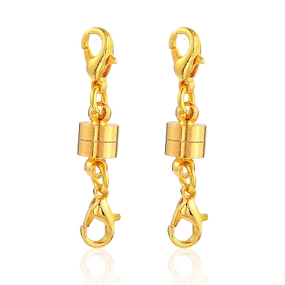 Brass Magnetic Clasps Converter, with Double Lobster Claw Clasps, Column