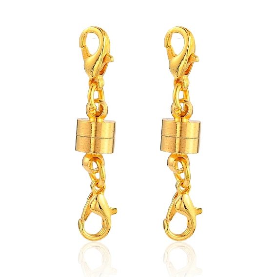 Brass Magnetic Clasps Converter, with Double Lobster Claw Clasps, Column