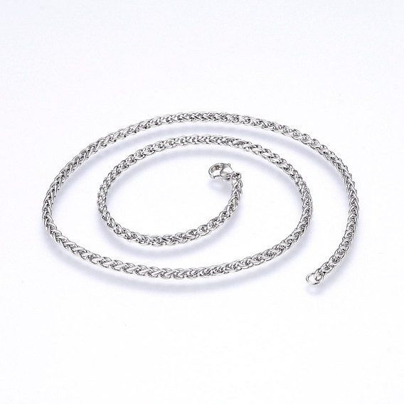 304 Stainless Steel Wheat Chain Necklaces, with Lobster Claw Clasps