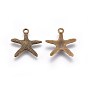 Tibetan Style Alloy Pendants, Lead Free and Cadmium Free, Starfish/Sea Stars, 19.5x19x2mm, Hole: 2mm