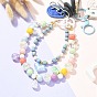 2-Layer Acrylic & Resin Beaded Bag Straps, with Spray Painted Eco-Friendly Alloy Spring Gate Rings, for Bag, Phone Decoration