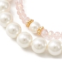 2 pcs 2 ensemble de bracelets extensibles en perles de verre et de perles sur le thème de Pâques, bracelets empilables lapin et fleur en alliage émaillé