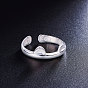 Bague en argent sterling 925 Shegrace cute design, anneaux de manchette, anneaux ouverts, avec des oreilles de chat, 17mm