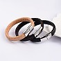 Trendy Leather Braided Cord Bracelets, with 304 Stainless Steel Magnetic Clasps, 220x12x6mm
