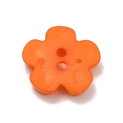 Acrylic Buttons, 2-Hole, Dyed, Flower, 15x15x3mm, Hole: 2mm
