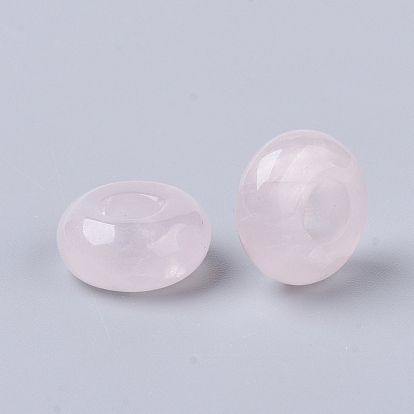 Naturel a augmenté de perles européennes de quartz, Perles avec un grand trou   , rondelle