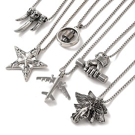 Zinc Alloy Pendant Necklaces,  201 Stainless Steel Chains Necklaces