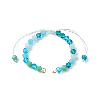 Bracelets tressés en perles de verre à facettes de couleur dégradée, pour la fabrication de bracelets à maillons réglables