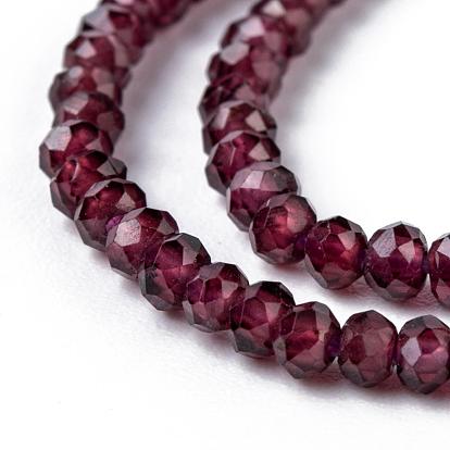 Natural Garnet Beads Strands, Faceted, Rondelle