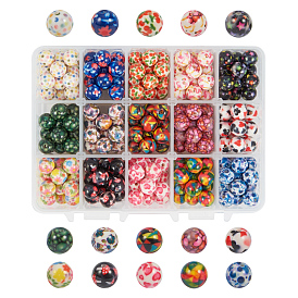 Printed Resin Beads, Round with Pattern