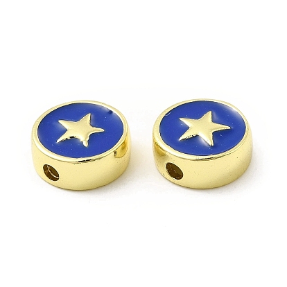 Perlas de esmalte de bronce, plano y redondo con estrella