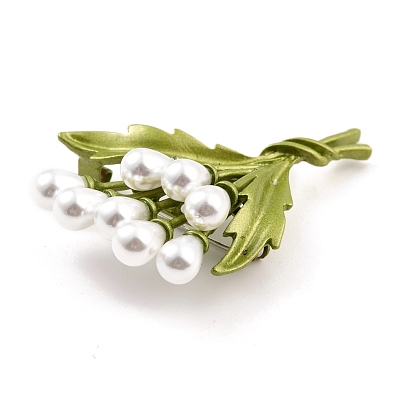 Bouquet Alloy Brooch with Resin Pearl, Exquisite Lapel Pin for Girl Women