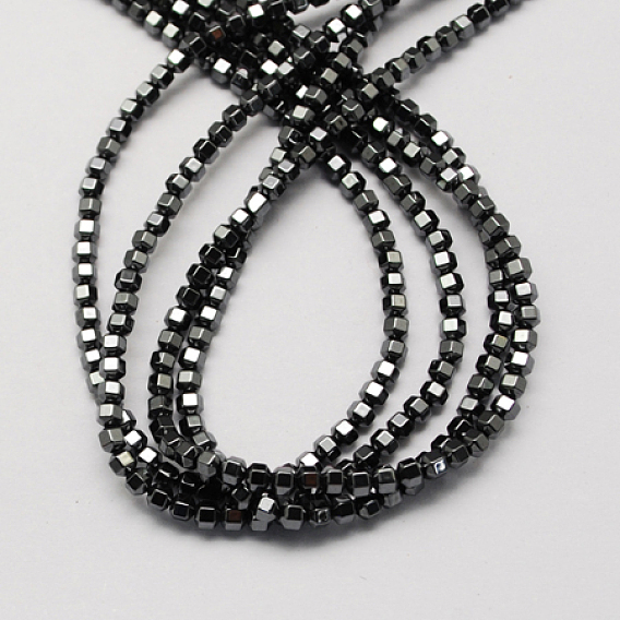 Non-magnétiques perles d'hématite synthétique brins, Grade a, prisme hexagonal, 3x3mm, Trou: 1mm