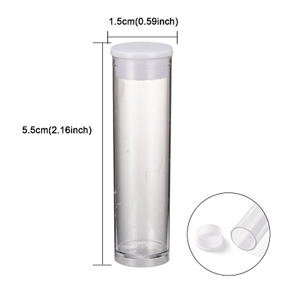 Plastic Bead Containers, with Lids, Tube, Clear, 55x15mm