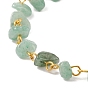 Bracelet de cheville perlé avec éclats de pierres précieuses et 304 chaînes en acier inoxydable pour femme, or