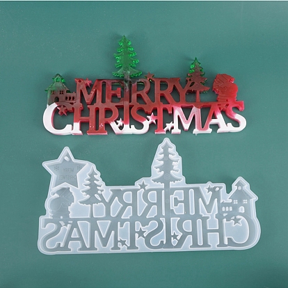 Noël bricolage pendentif moules en silicone, moules de coulée de résine, pour la résine UV, fabrication de bijoux en résine époxy, mot joyeux noël