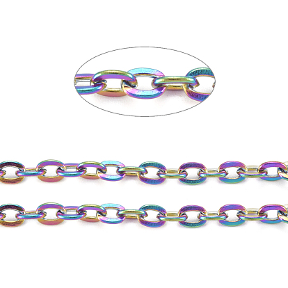 Placage ionique (ip) 304 chaînes porte-câbles en acier inoxydable, non soudée, avec bobine, Ovale Plat