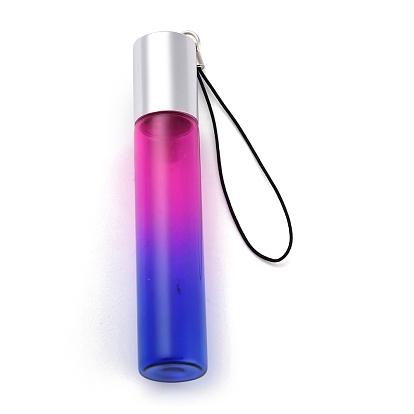 10ml Glass Gradient Color Essential Oil Empty Perfume Bottles, with 304 Stainless Steel Roller Ball, Aluminum Bottle Caps and Nylon Thread, Column