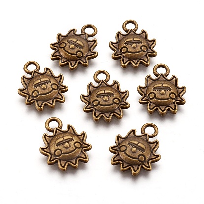 Tibetan Style Alloy Charms, Lead Free and Cadmium Free, 16mm long, 12.5mm wide, 2mm thick, hole: 2mm