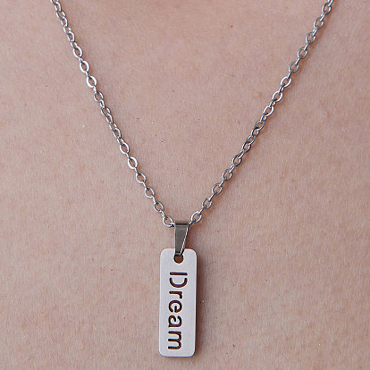 201 Stainless Steel Word Dream Pendant Necklace